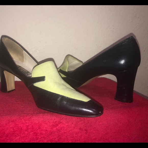 Details Women Sz 8B Navy & Green High Heel Pumps - Picture 3 of 8